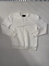 Zara Men  s White Geometric Knit Pullover Sweater Size Large