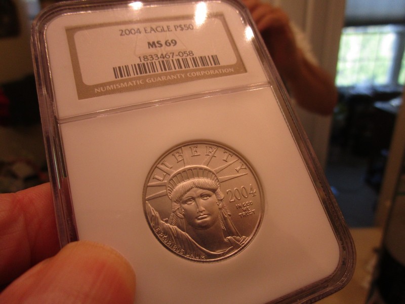 PLATINUM PERFECT LOOKING 2004 EAGLE  $50.00 NGC MS-69  1/2 OZ OF PLATINUM