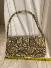 Vera Bradley Purse Sittin In A Tree Knot Just a Clutch Green Paisley Birds NEW