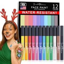 Water Resistant Face Paint Tattoo Pen, Temporary Tattoo Markers for Skin, Bod...
