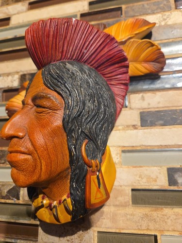Bossons Head Art "TECUMSEH SCREAMING CHIEF" England Chalk Ware 1968 (BN-04) - Picture 2 of 11
