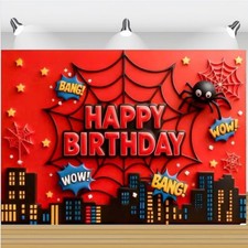 Red 3D Spider-Man Theme Birthday Party Backdrop Photo Background Decorations