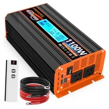 1100 Watt Pure Sine Wave Power Inverter 12V DC to 110V 120V Converter 12v-1100w