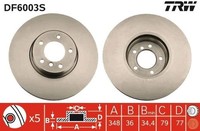 2 X Bremsscheibe TRW DF6003S FüR BMW 5Er 5Er Touring 6Er