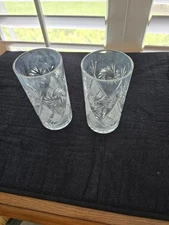 Set of 2 Russian Vintage Crystal Tea Glass 8.5 Oz for Holder "Podstakannik" 