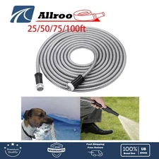 Stainless Steel Metal Garden Water Hose Pipe 25/50/75/100FT Expandable Flexible