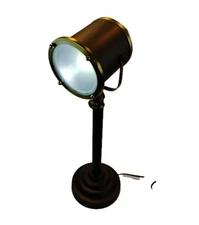 Retro MCM Spotlight/ Nautical Table Lamp Brown & Brass Telescoping Desk Lamp