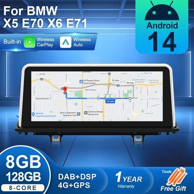 10.25" Android 14 Autoradio 8-Kern 128GB GPS Navi DAB+ Für BMW X5 E70 X6 E71 CCC - Bild 1 von 4