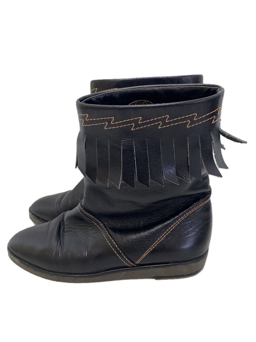 Yves Saint Laurent Black Leather Fringe Western Boots Size 36