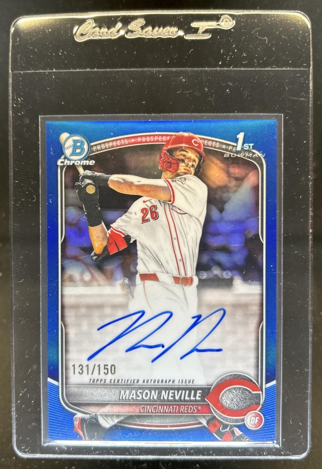 2025 Bowman Draft Mason Neville Chrome Auto Blue Refractor 1st #/150 Reds