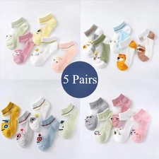 5 Pairs Thin Mesh Children Socks Summer Cotton Baby Short Socks Dinosaur Bear Ki
