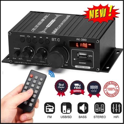 Mini Bluetooth HiFi Verstärker Power Audio Stereo Bass AMP USB MP3 FM Auto 800W