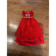 Disney Princess Christmas Toddler Girl's Red Plaid Tulle Holiday Nightgown 3T