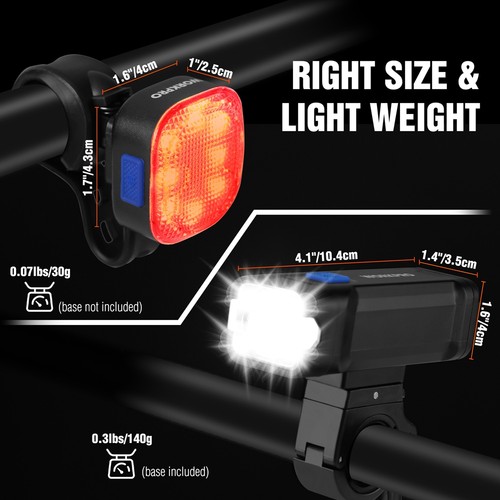 WORKPRO Set Fanale Posteriore Anteriore Luce Bici Ultra Luminosa Ricaricabile - Foto 2 di 8