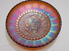 Dugan Windflower Lavender Amethyst Iridescent Carnival Glass 8" Low Footed Bowl