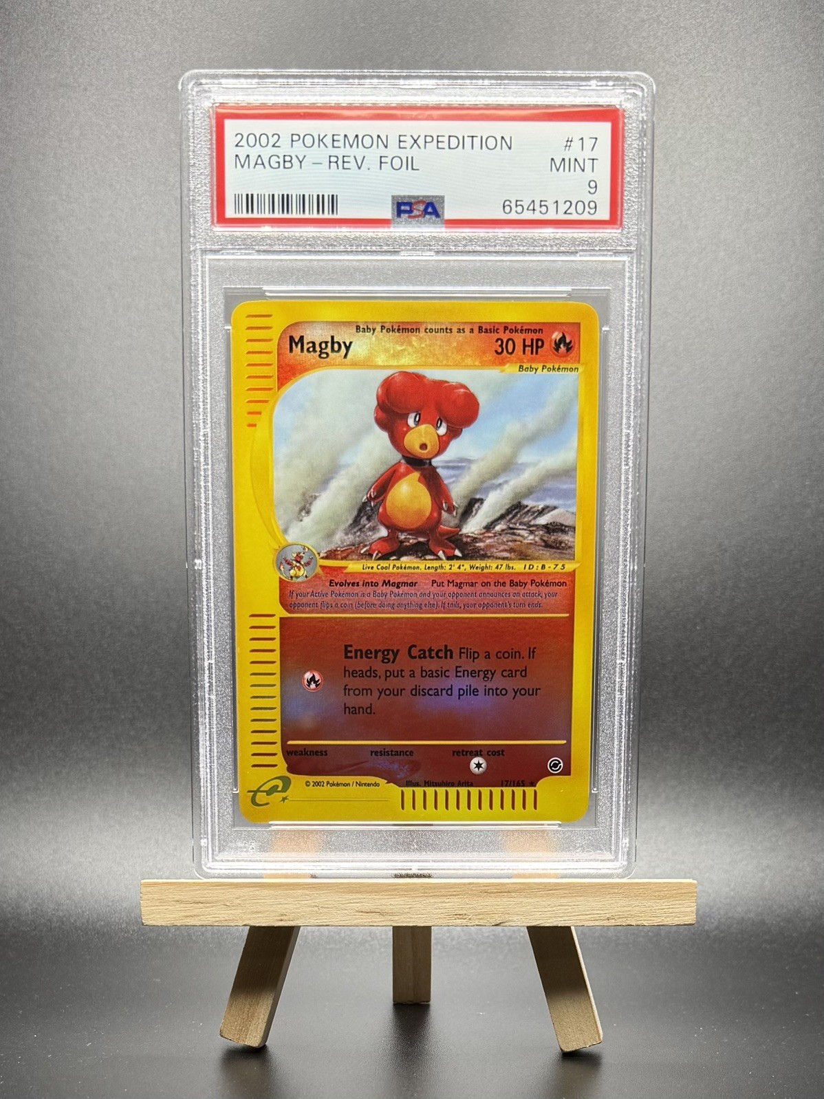 2002 POKEMON MAGBY REVERSE REV HOLO FOIL #17 YELLOW E-SERIES EXPEDITION PSA 9