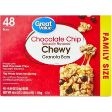 Chocolate Chip Chewy Granola Bars, Family Size, 0.84 oz Paper Box, 48 count,,