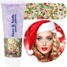 Christmas Makeup Face Glitter Gel,Green Red Body Glitter Gel Rave Accessories,St