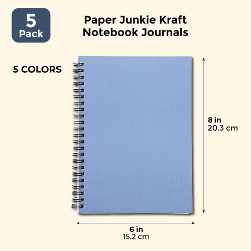 5 Pack Spiral Bound Journal, Bulk, 6x8 Notebook with 120 Lined Pages, 5 Colors - Picture 6 of 10