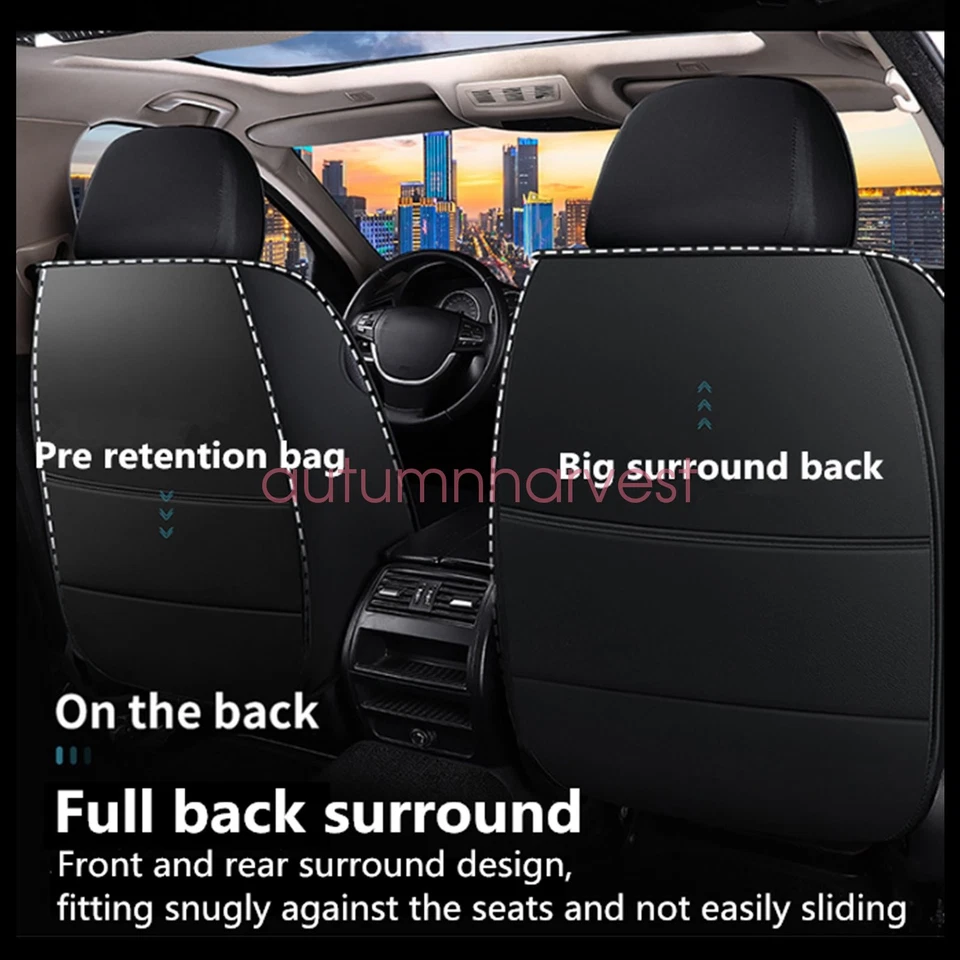 For Ford F-150 Mustang Ranger PU Leather Car 5-Seat Covers Full Set Protector - Image 4 of 4