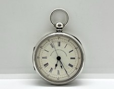Antique Solid Sterling Silver Cased Chronograph Pocket Watch - For repair