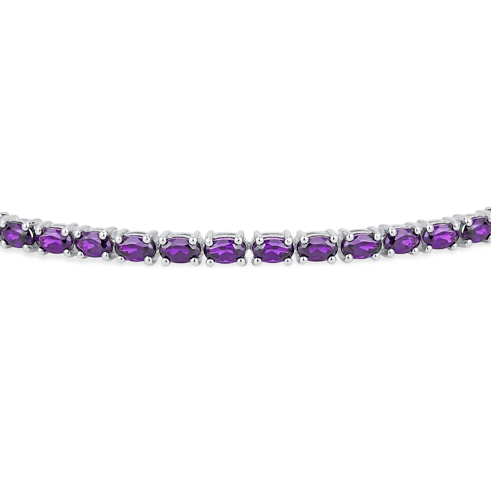 Natural Purple Amethyst Tennis Bracelet in Sterling Silver February Birthstone - Image 2 of 4