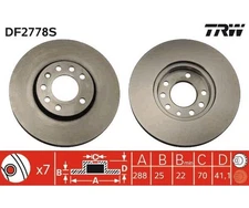 2pcs Brake Disc TRW DF2778S for Saab 9-5 Estate 9-5 9-3