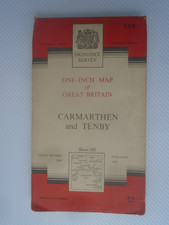 CLOTH Ordnance Survy Map 152 Carmarthen, Tenby 1960 Caldy, Barry Port, Laugharne