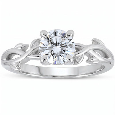 VVS 1 1/4 ct Solitär Moissanit Ranken Verlobungsring 14k Weißgold