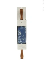 Pioneer Woman Delilah Floral Ceramic Rolling Pin Olivewood Handles Blue White