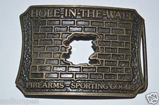 Vintage "Hole In the Wall" Firearms Sporting Goods Gun Shop Belt Buckle RARE