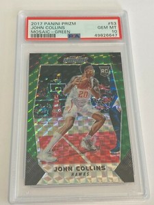 🏀John Collins 2017 Panini Prizm Green Mosaic #53 PSA 10 GEM MINT Rookie Card🏀