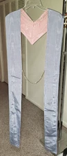 CLERGY OFFICIANT STOLE VESTMENT HAND MADE REVERSIBLE PINK/BLUE MOIRE FABRIC