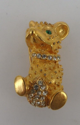 Neugablonz: Brosche süßer Teddybär Swarovski Elements 1960 (35957)