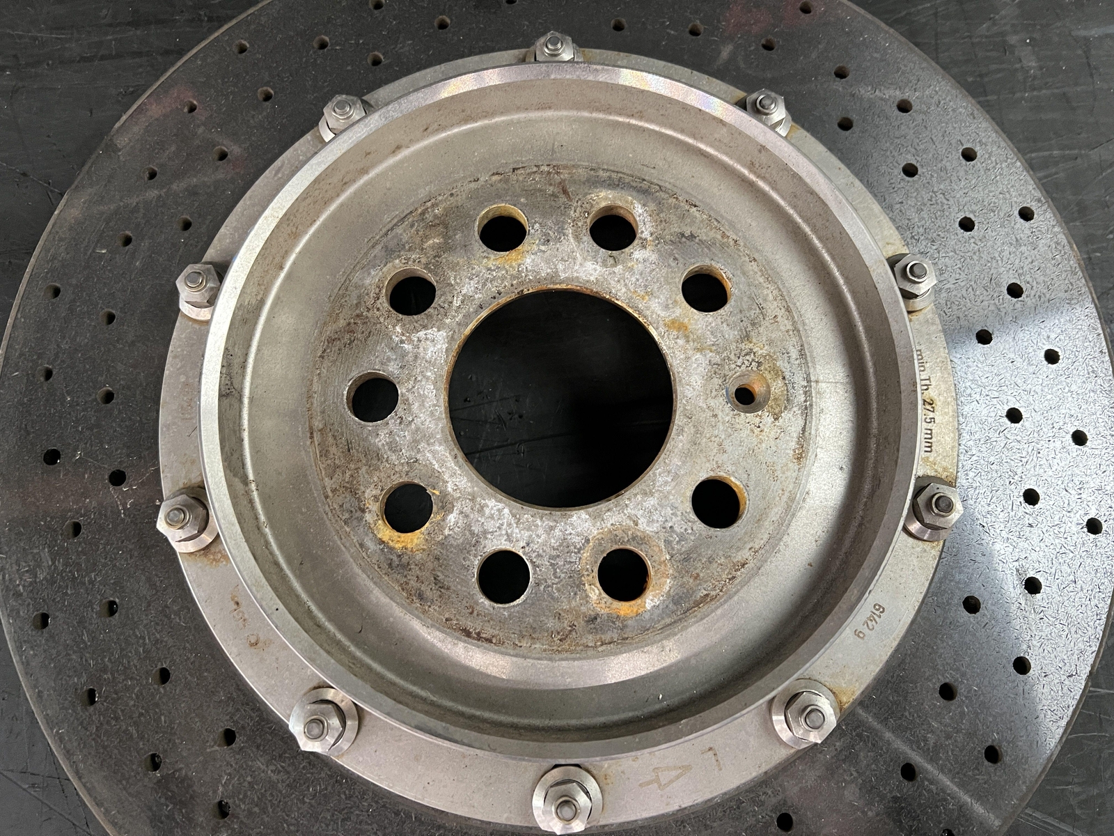 2007 BENTLEY CONTINENTAL GT DRIVER LEFT REAR CERAMIC BRAKE ROTOR ID# 4E0615601N