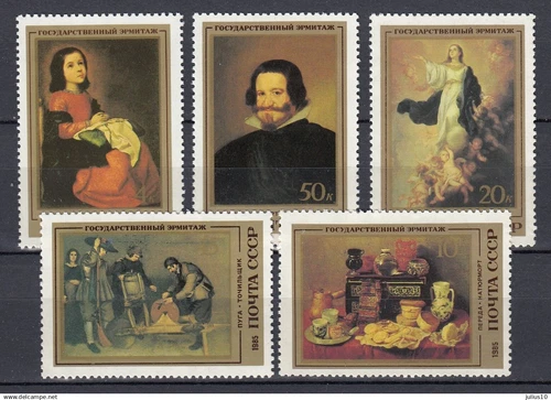 RUSSIA (USSR) 1985 Spanish Painting Hermitage Museum MNH(**) Mi 5476-5480