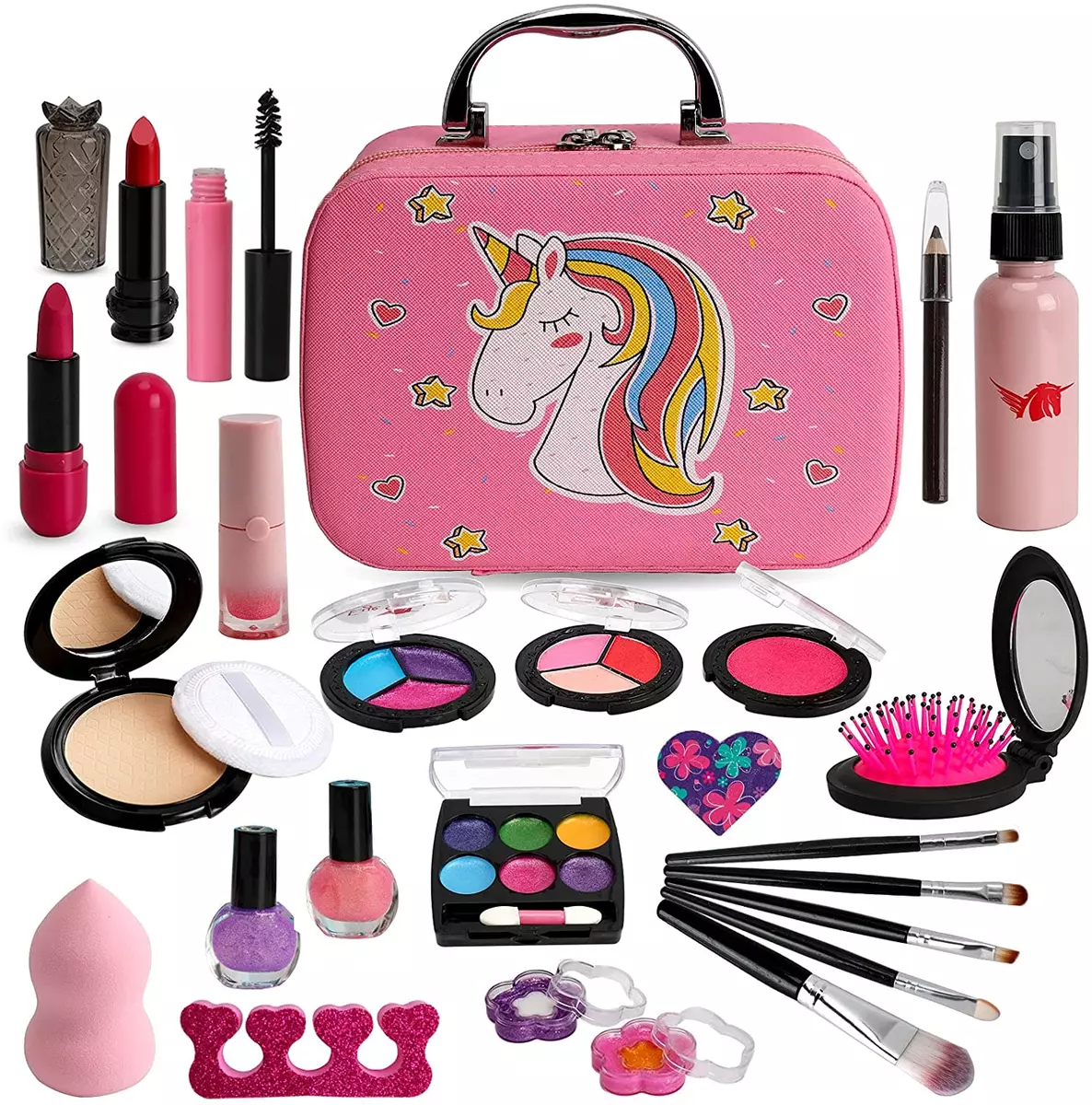 Kids Makeup Kit for Girls, Washable Girls Makeup Kit with Cosmetic Cas -  Sdida