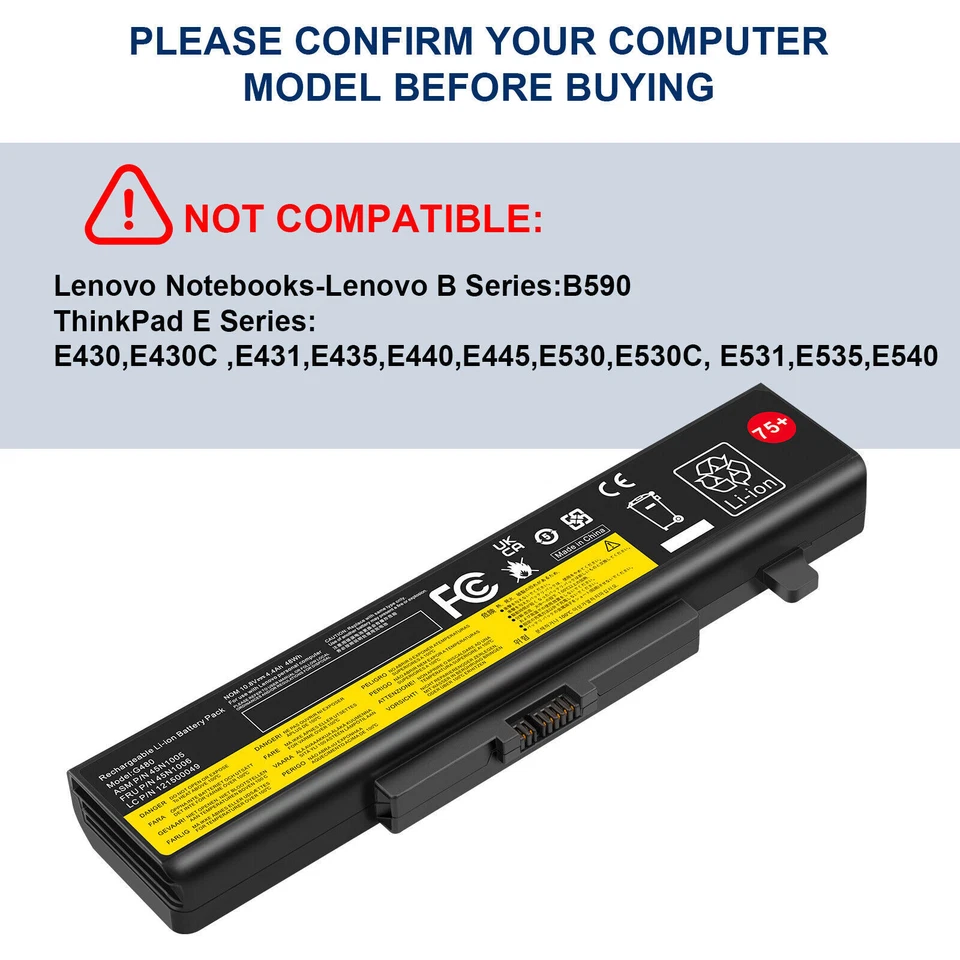 Batería para Lenovo IdeaPad Y480 Y580 G480 G580 Z380 Z480 Z580 Z585 L11S6Y01 75+ Foto 2 de 4