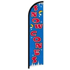 Snow Cones Windless Full Sleeve Advertising Shaved Ice Dessert Banner Flag