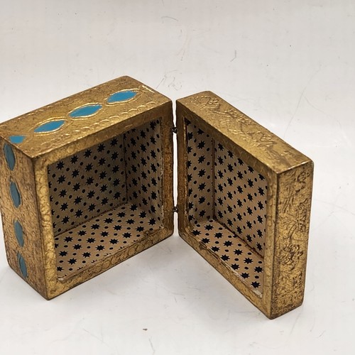 Florentine Vintage Handpainted Wooden Gold Gilt Trinket Box Floral Motif - Picture 3 of 6