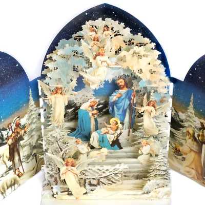 NIUMCRAFT Merry Christmas Amazing 3D Pop-Up Greeting Card The Religious Christmas Nativity