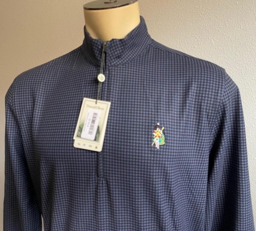 DONALD ROSS Men's Gingham 1/2 Zip Long Sleeve Small NWT $125 Highlands CC Logo - Picture 2 of 5