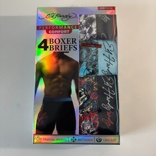 Ed Hardy 4 Pack Performance Boxer Briefs Mens Size Medium Multicolor Graphic NEW
