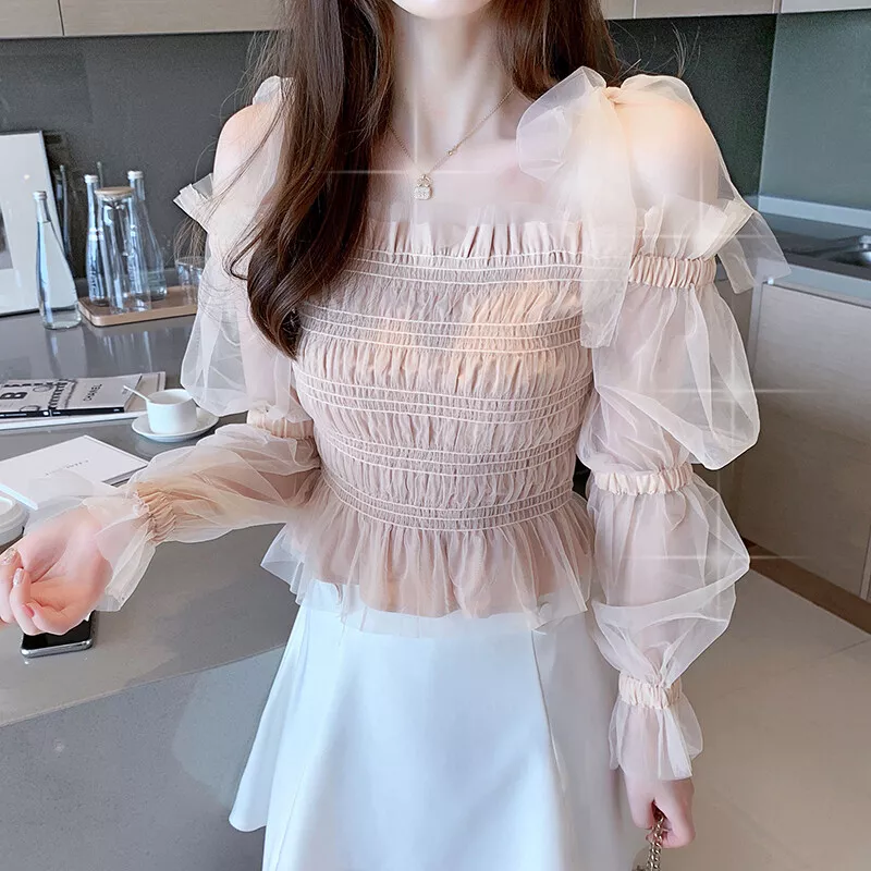 Ruffle sheer top hotsell