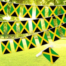 NEW G128 Jamaica Bunting Banner Flag 8.2x5.5 IN, Printed Full String 33 FT
