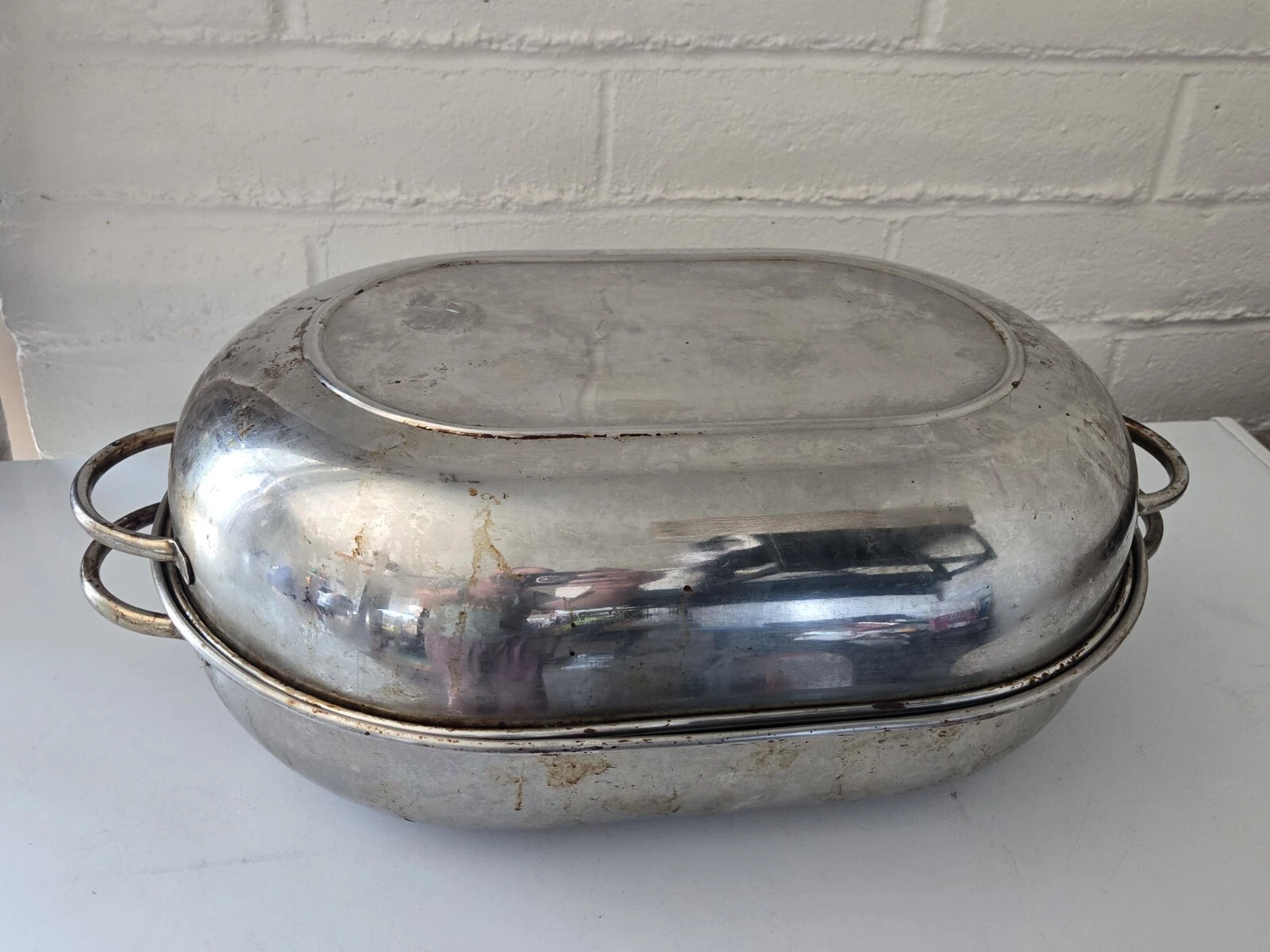 RevereWare Roasting Pan Dutch Oven Domed Lid Stainless Steel no Rack