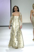 VALENTINO AW2000 Runway Vintage Ruffle Metallic Silk Dress US4