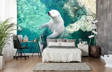 3D Polar Bear Sea ZHUA9282 Wallpaper Wall Murals Removable Self-adhesive Ann