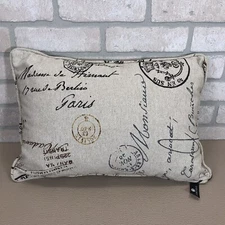 Newport Paris Throw Pillow Script Postale Rectangle Linen Decorative Made in USA