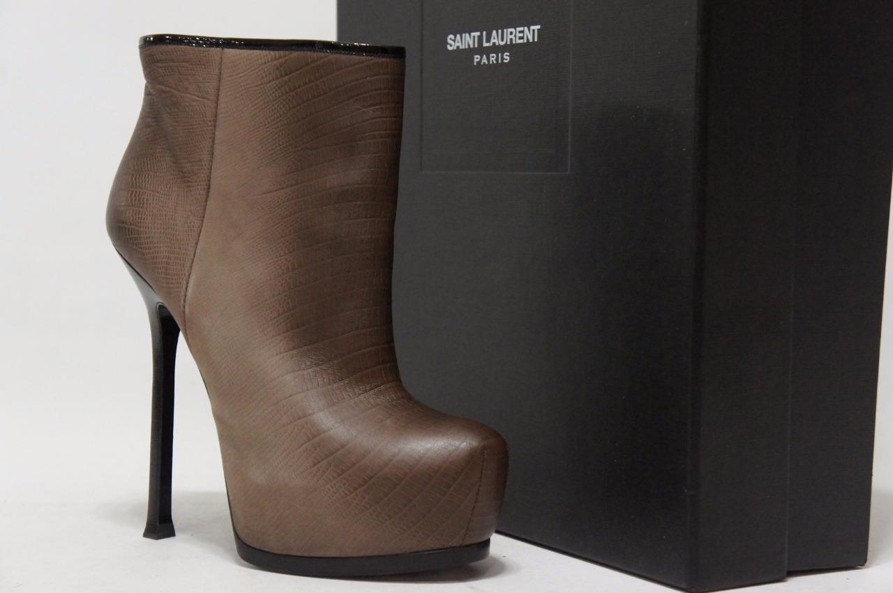 STIVALETTI YVES SAINT LAURENT TIRBUTE LIZARD PLATEAU IN PELLE 39 9 $1074